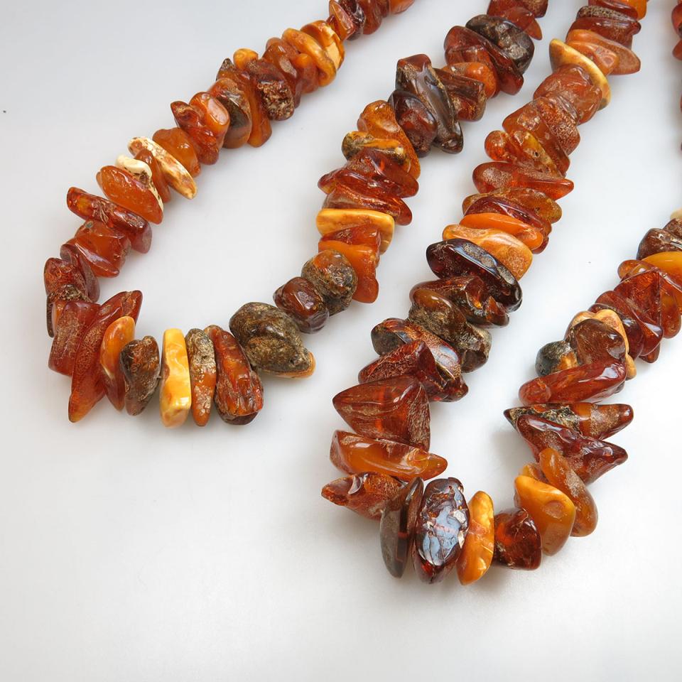 Two Large Tumbled Amber Necklaces
