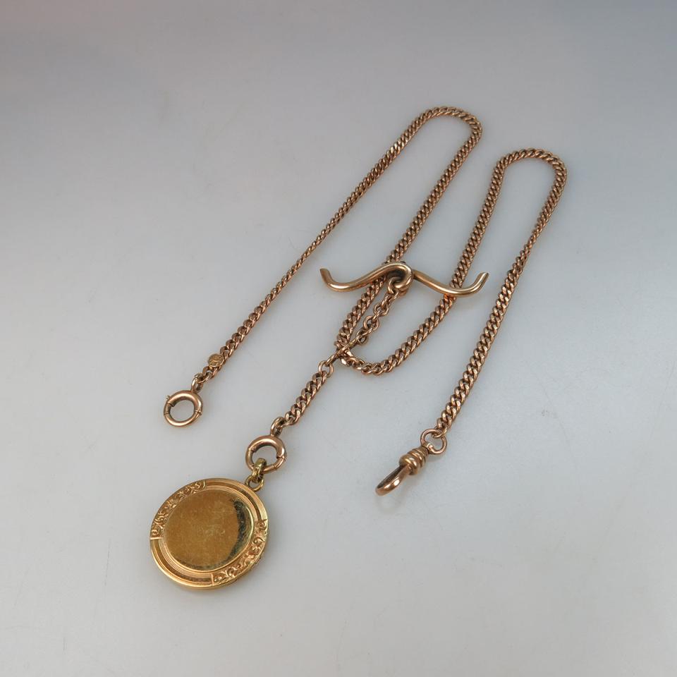 14k Rose Gold Curb Link Pocket Watch Chain