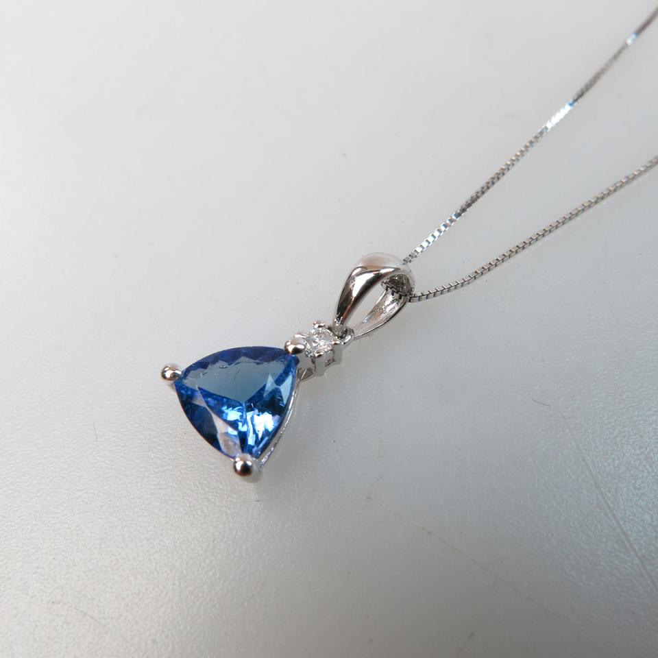 14k White Gold Pendant and Chain