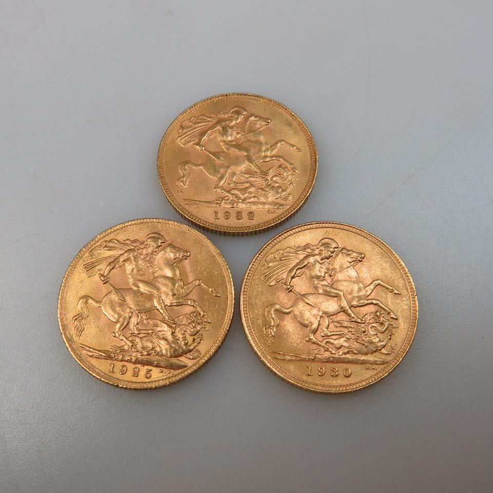 Three South African Gold Sovereign Coins