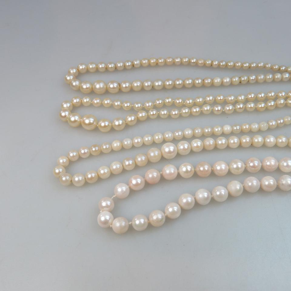 Four Various Strands Of Cultured Pearls 