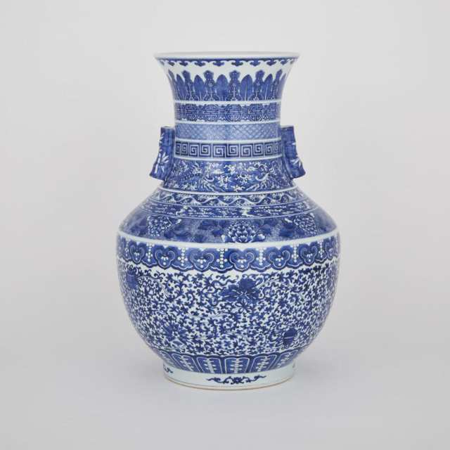 A Blue and White ‘Bajixiang’ Vase, Qianlong Mark, Late Qing/Republic Period or Earlier