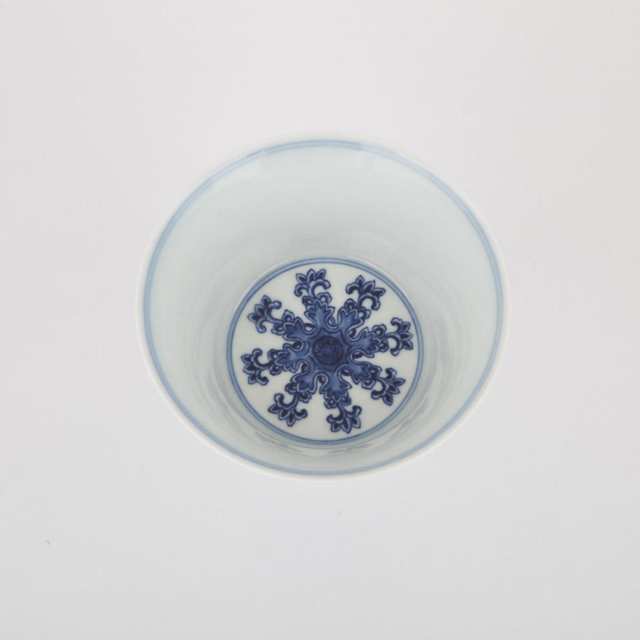 A Blue and White Stem Cup, Qianlong Mark