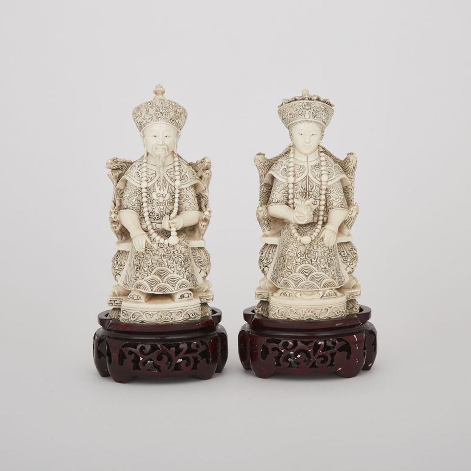 Carved Ivory Figures of a King and Queen, Circa 1940