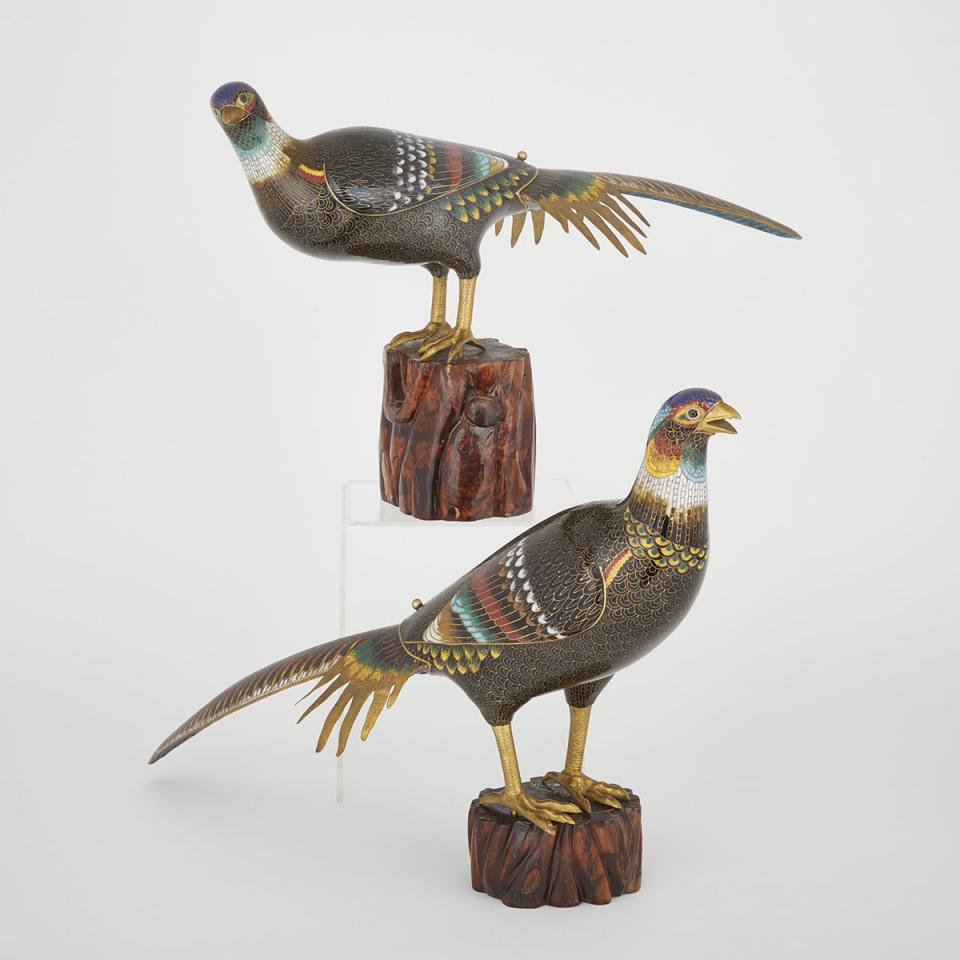 A Pair of Cloisonné Birds, Early 20th Century