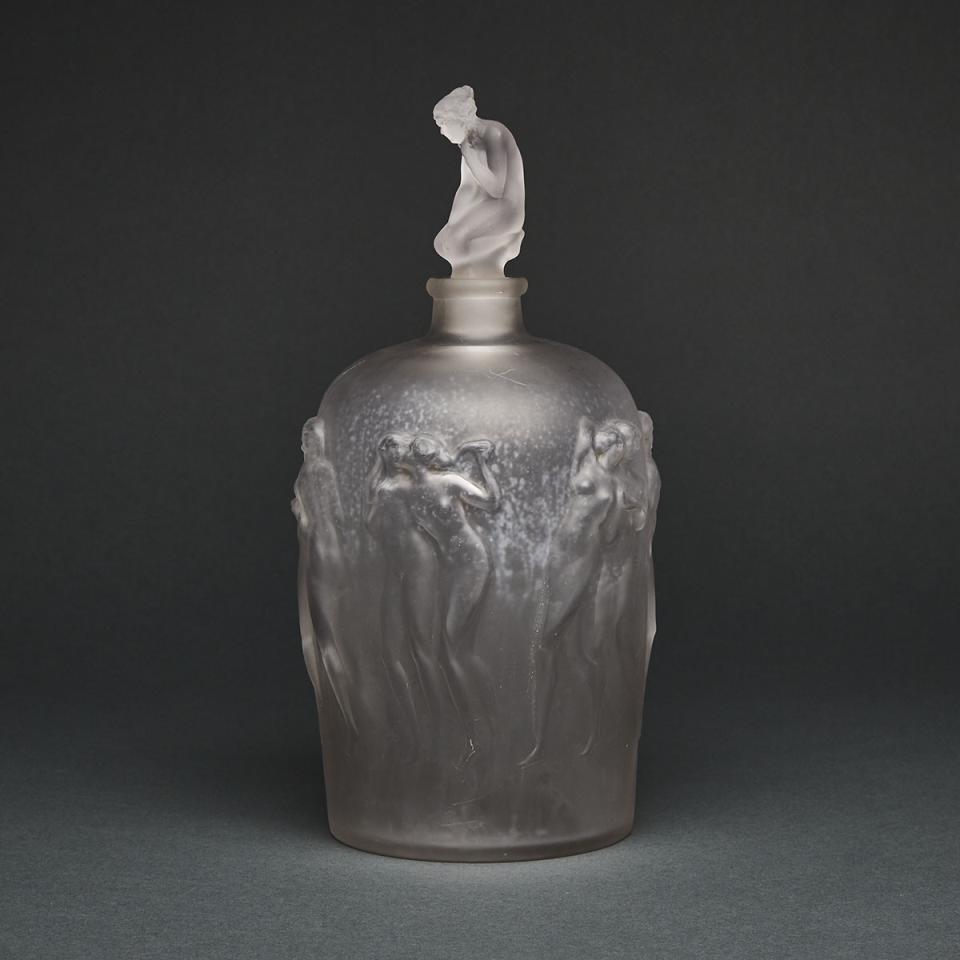‘Douze Figurines avec Bouchon Figurine’, Lalique Moulded and Frosted Glass Decanter, c.1930