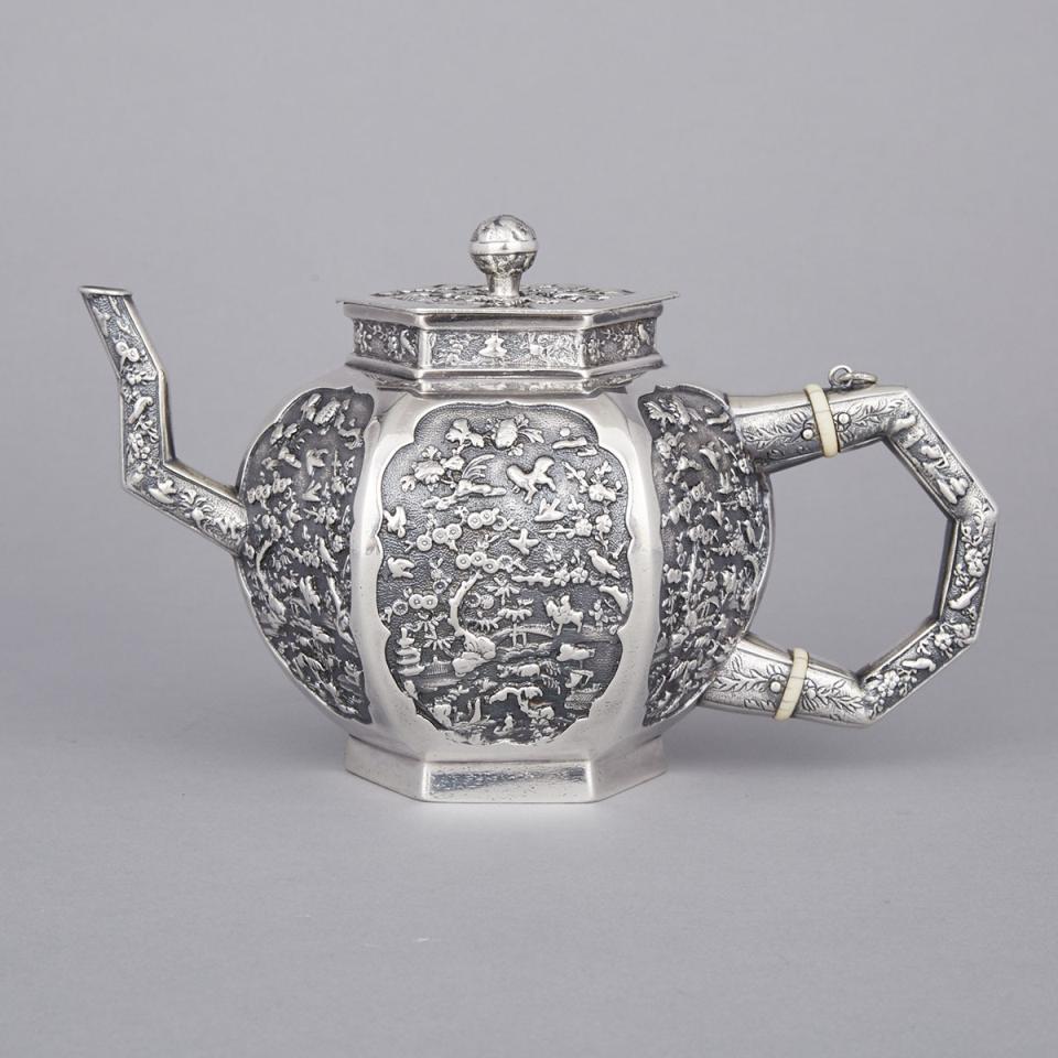 Late Georgian Silver Chinoiserie Hexagonal Teapot, c.1815-20