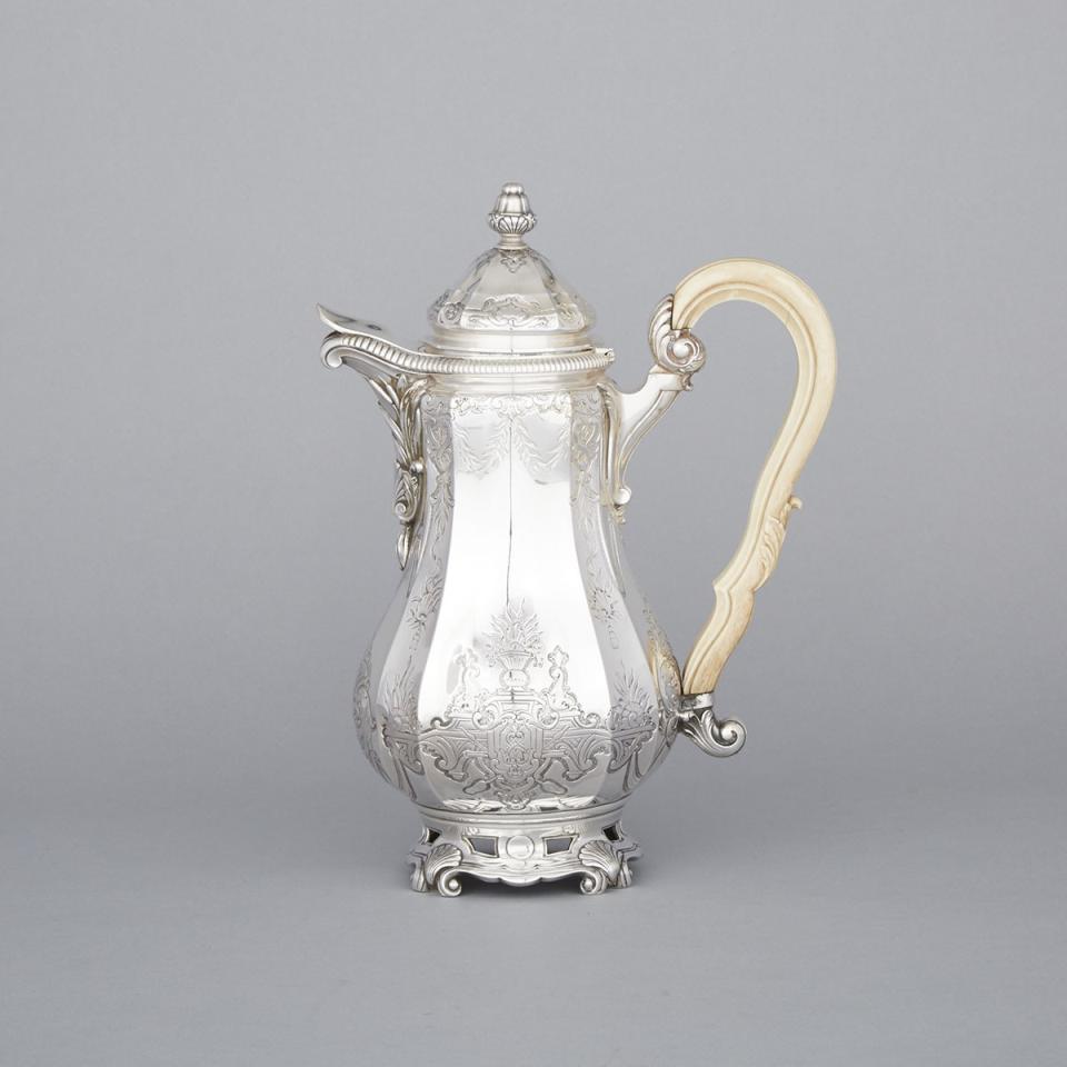 French Silver Hot Water Pot, Tétard Frères, Paris, 20th century