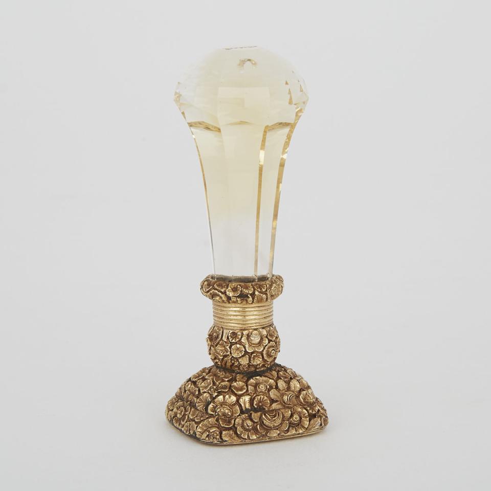 Early Victorian Gold Mounted Citrine Desk Seal, 2nd quarter, 19th century
