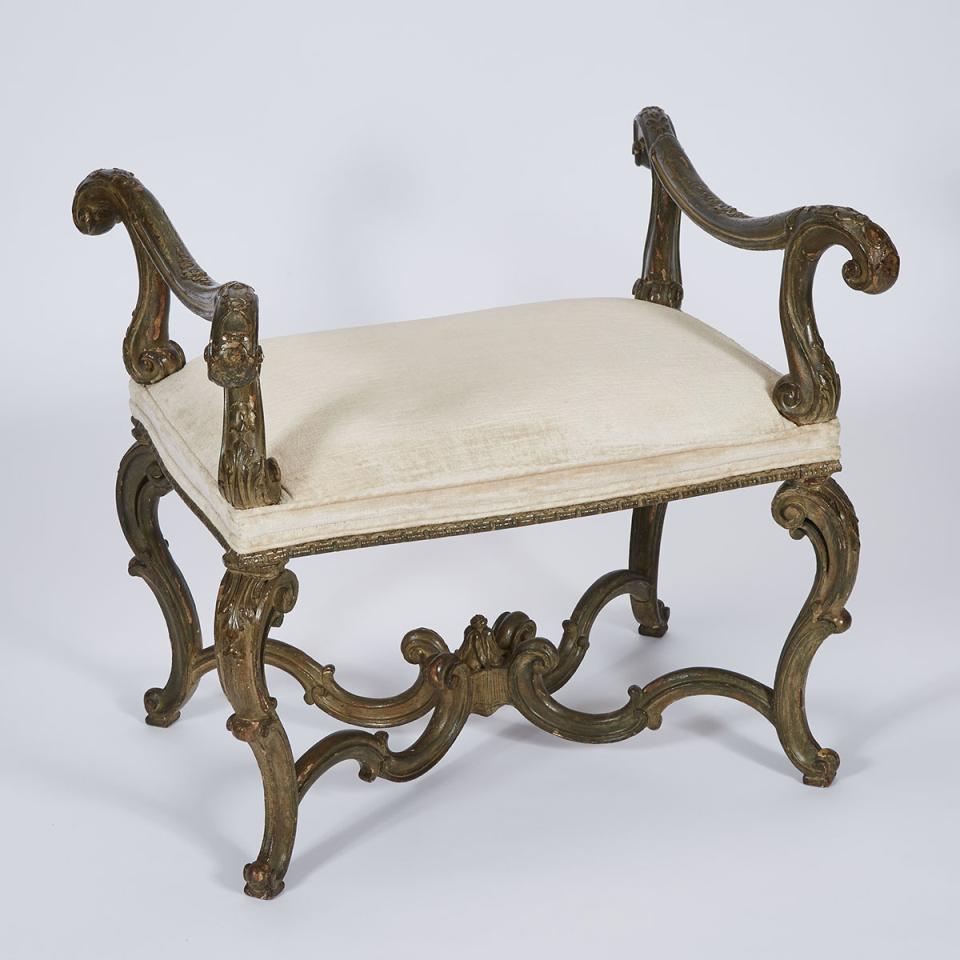 French Regence Painted Open Arm Tabouret, c.1730