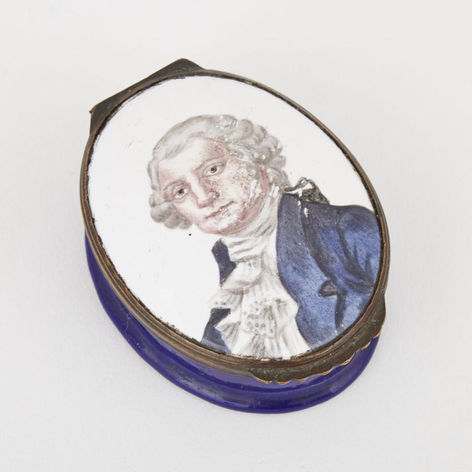 George Washington Portrait English Enamel Snuff Box, c.1800