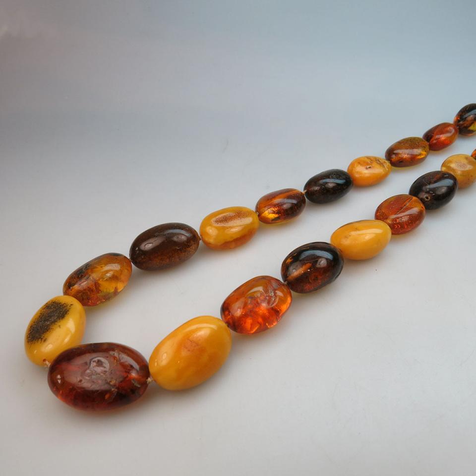 Tumbled Amber Bead Necklace
