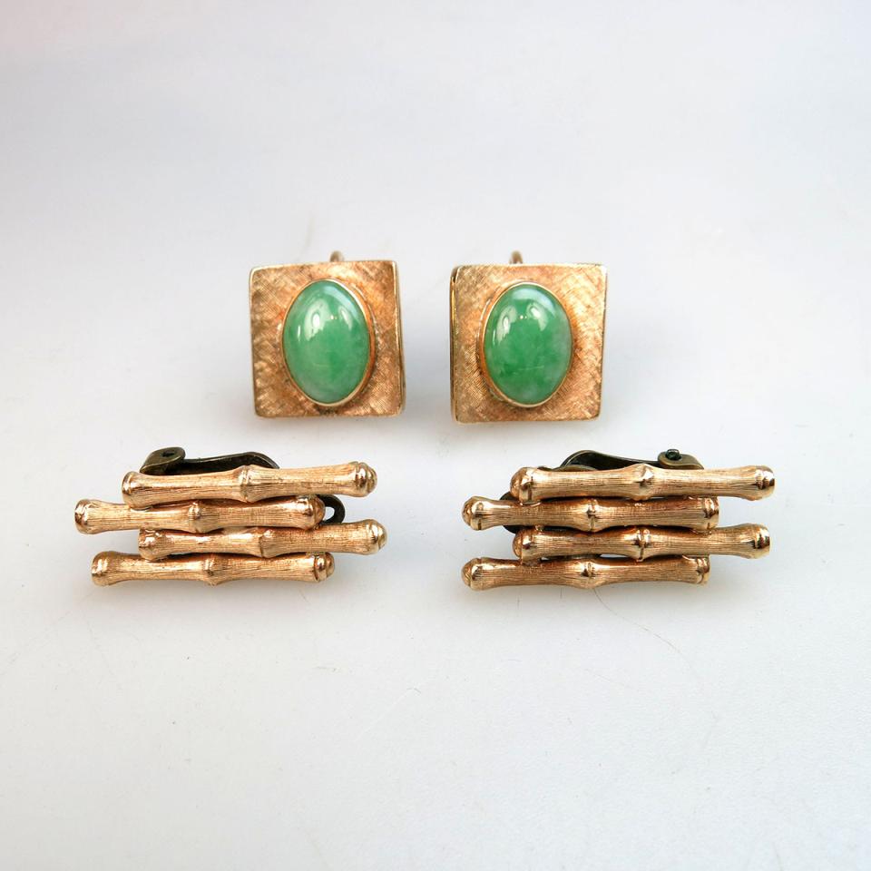 2 x Pairs Of 14k Yellow Gold Earrings