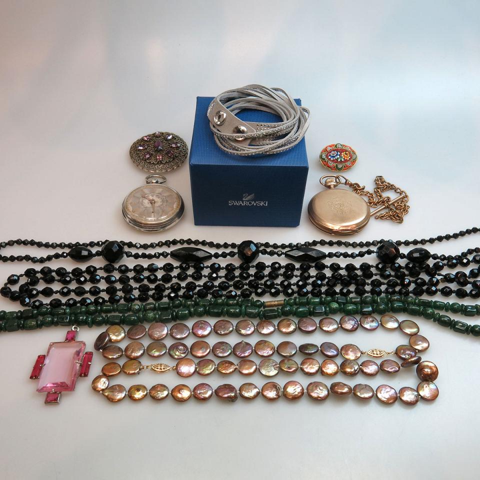 Small Quantity Of Costume Jewellery, Pocket Watches, Etc