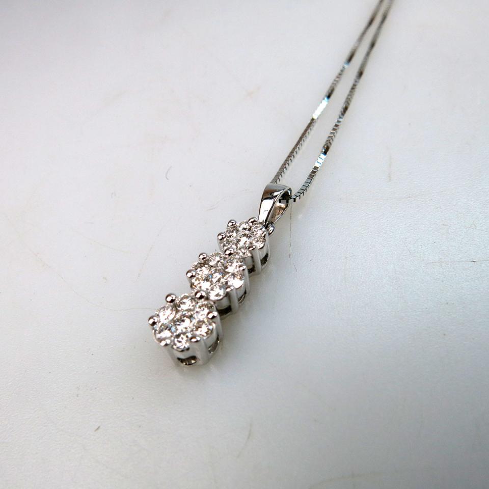 14k White Gold Pendant With Chain