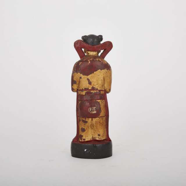 A Gilt Wood Lacquered Guanyin Attendant, Shancai 善財童子, 19th Century