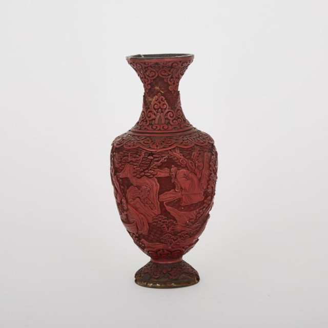 A Cinnabar Lacquer Vase, 19th Century