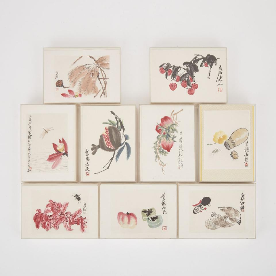 A Group of Nine Small Chinese Woodblock Prints