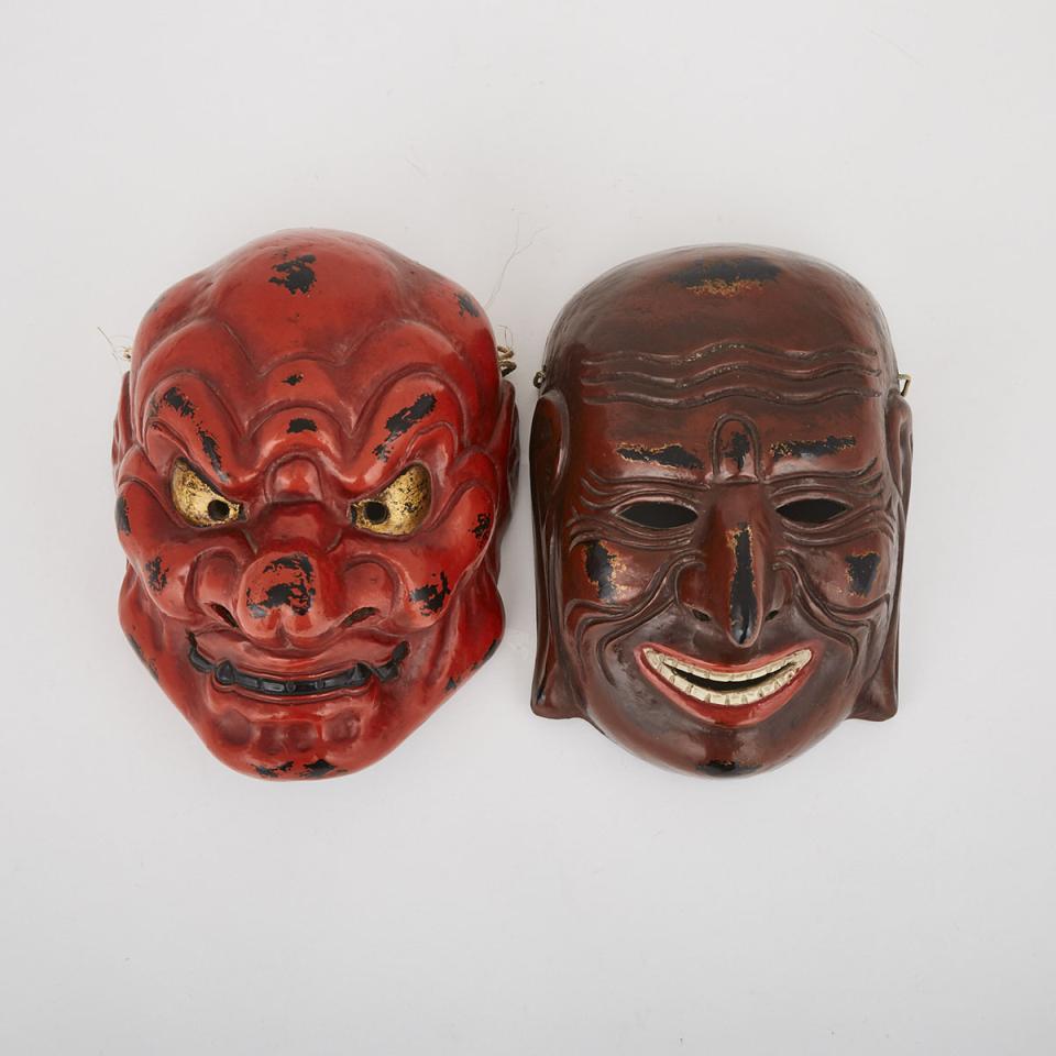 Two Noh Masks, Early 20th Century