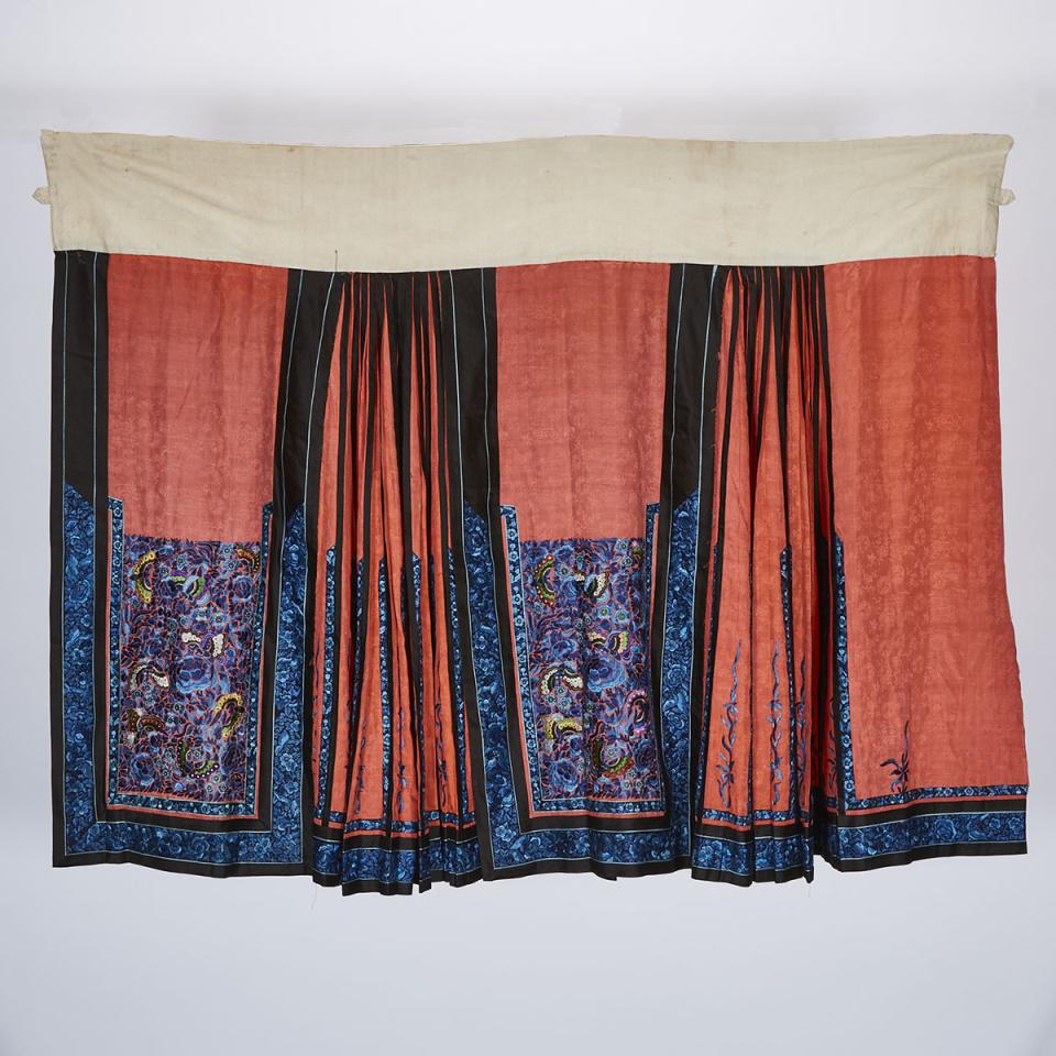 A Red Ground Silk Pleated Skirt, 19th Century