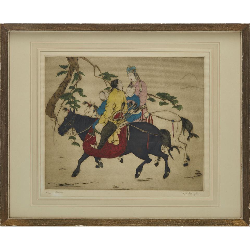 Elyse Ashe Lord (1900-1971), Horse and Family Group