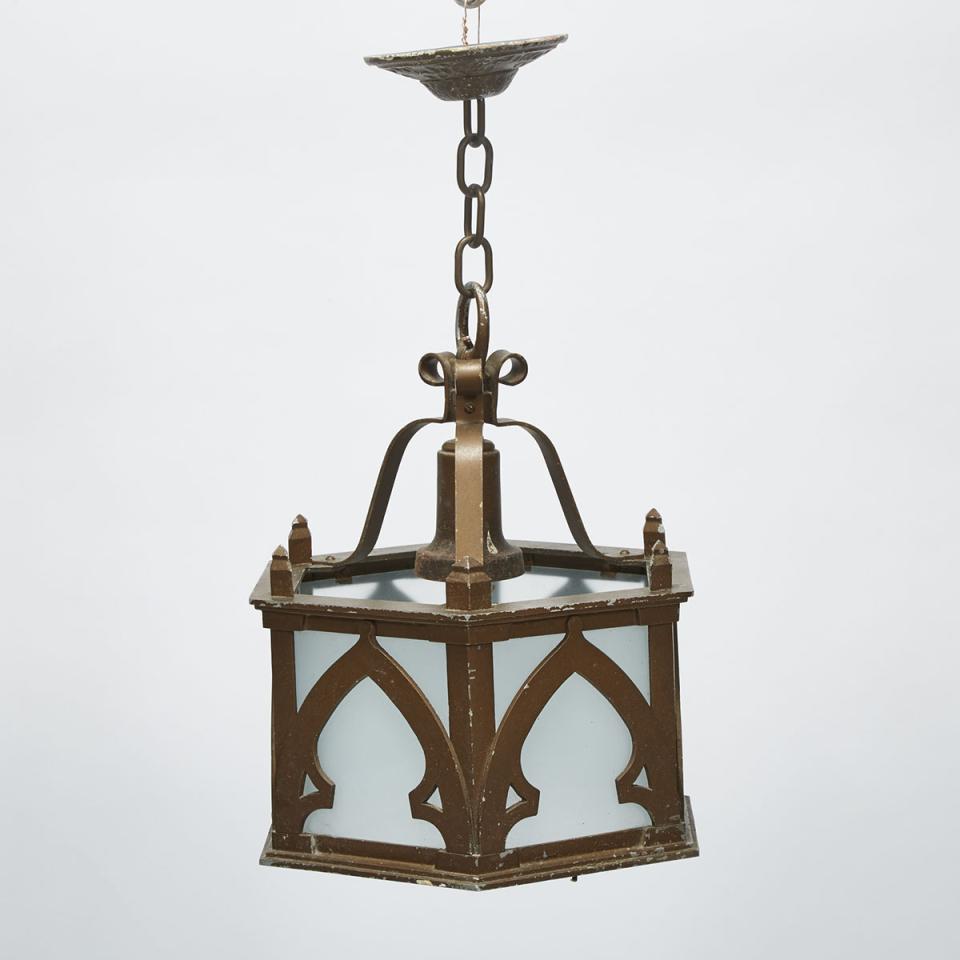 Ecclesiastical Gilt Metal Hanging Light Fixture, c.1870