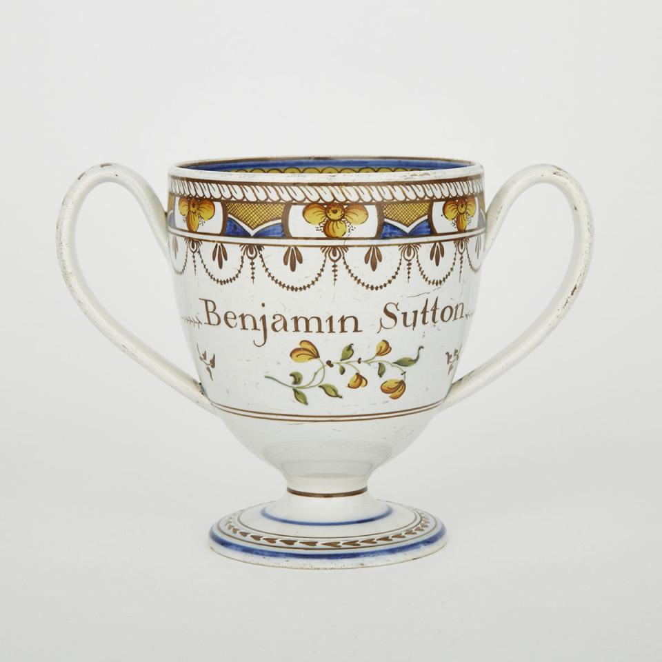 English Pearlware Loving Cup, c.1820