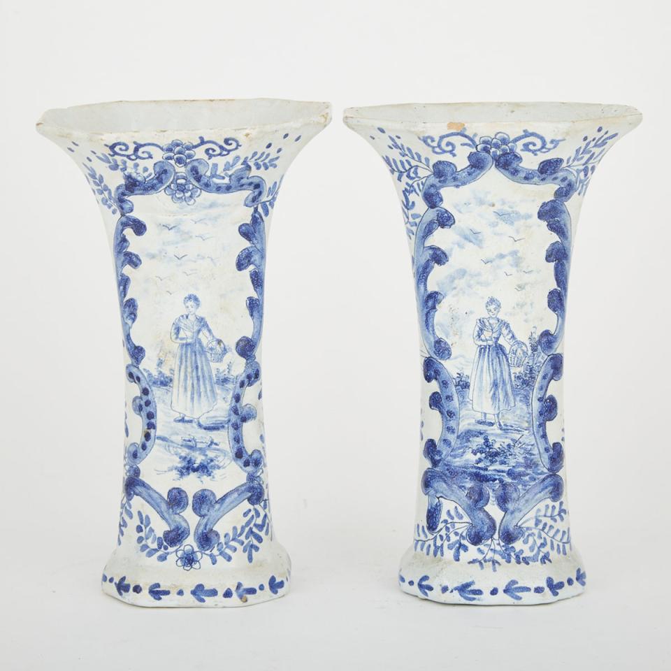 Pair of Dutch Delft Vases, 19th century 