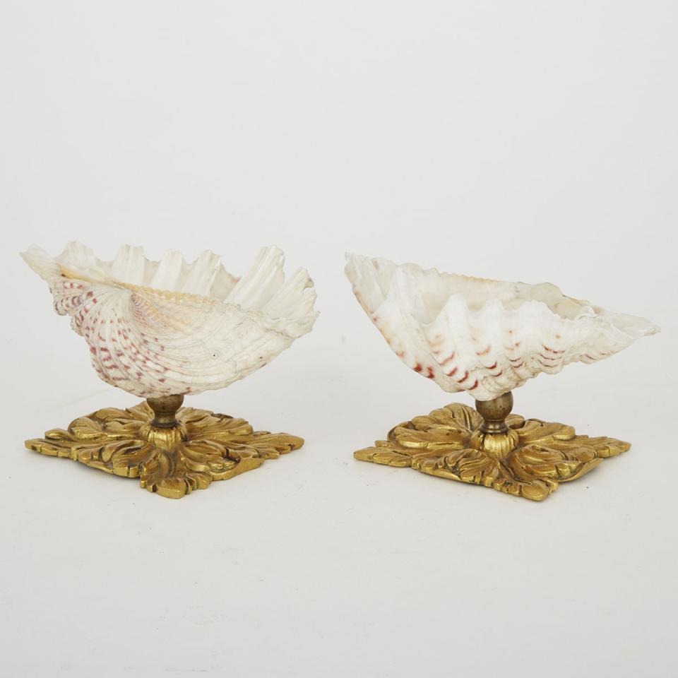 Pair of Ormolu Mounted Shell Dishes, early 20th century