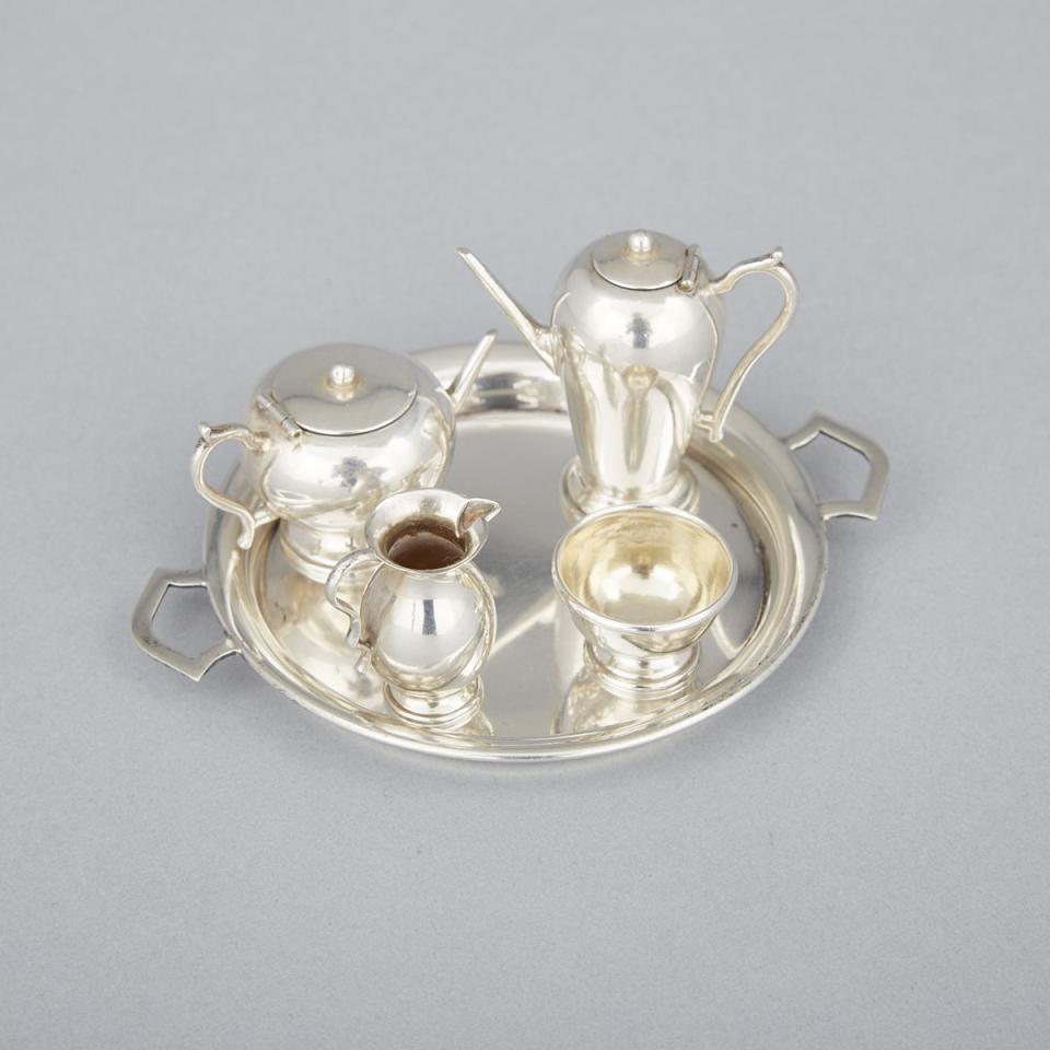 English Silver Miniature Tea and Coffee Service, Barker Bros. Ltd., Birmingham, 1950