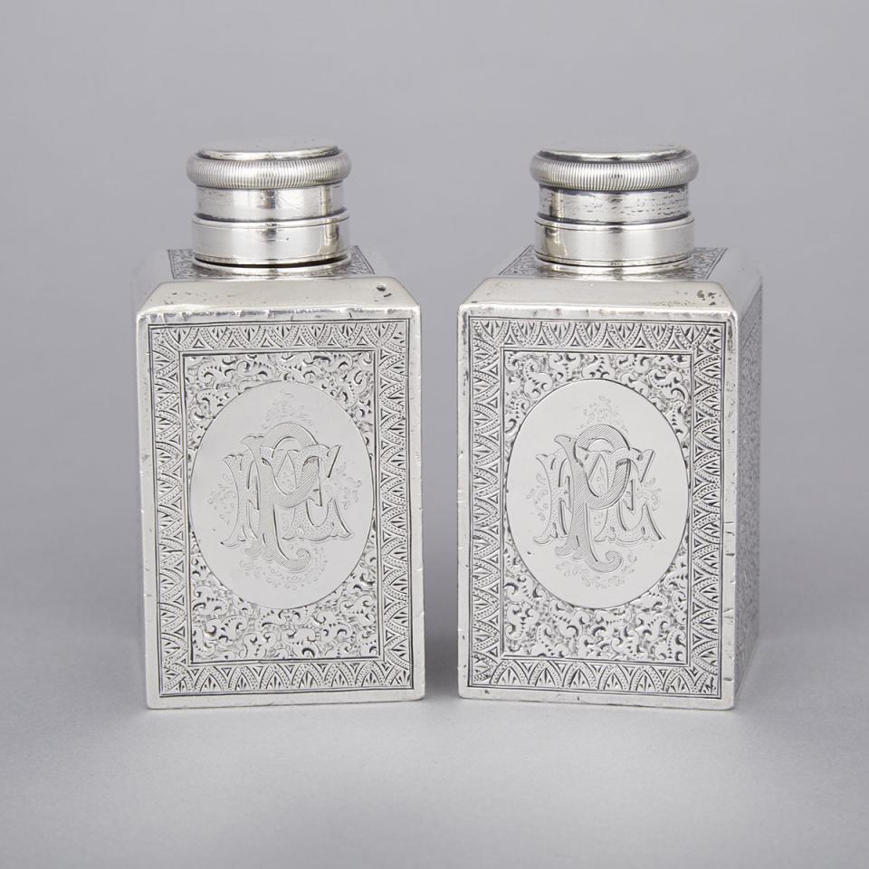 Pair of New Zealand Silver Toilet Water Bottles, B. Petersen & Co., Christchurch, c.1880
