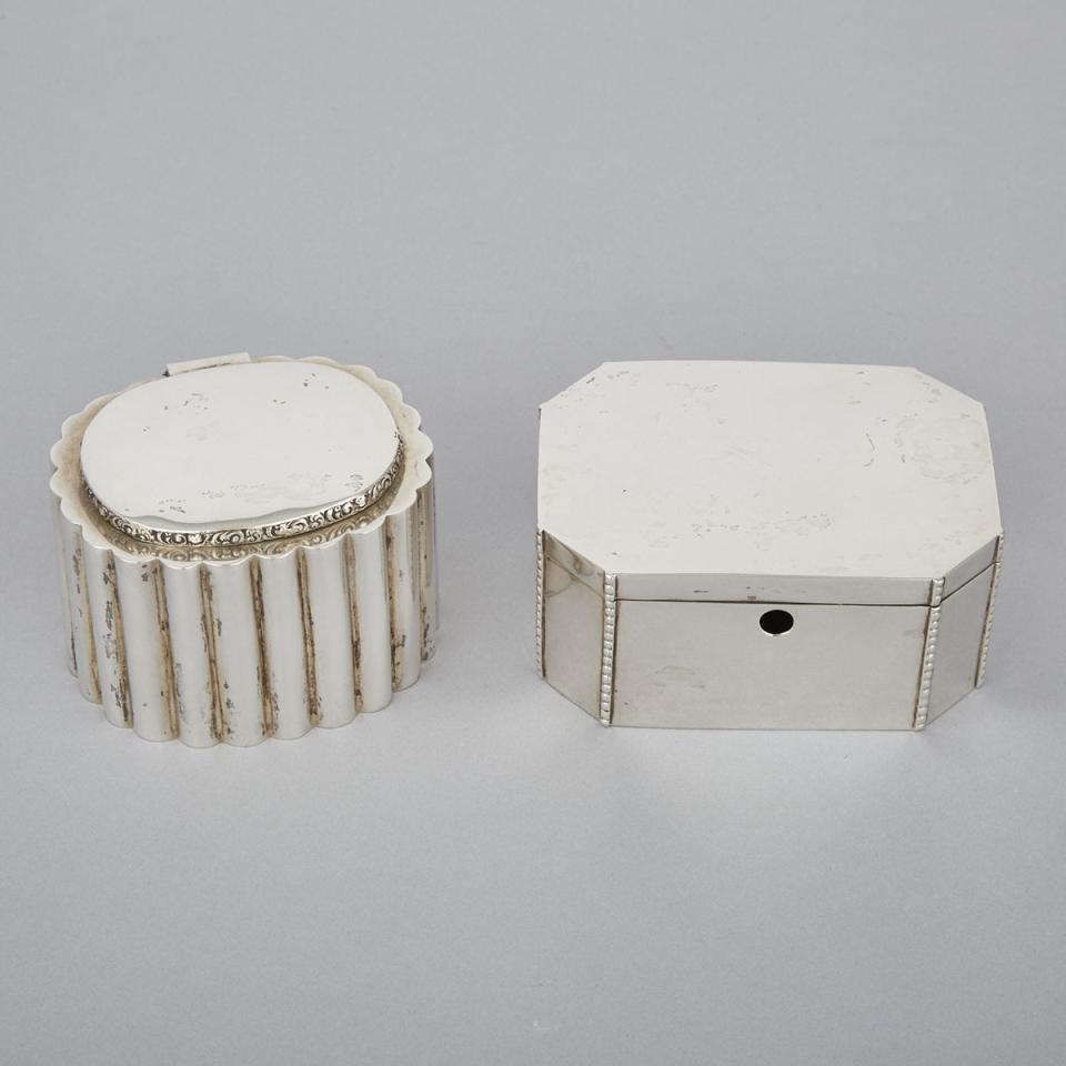 Two Hungarian or Romanian Silver Sugar Boxes, 20th century