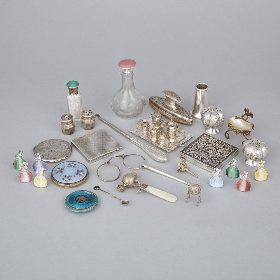 Group of Silver and Enameled Metal Small Articles, 20th century
