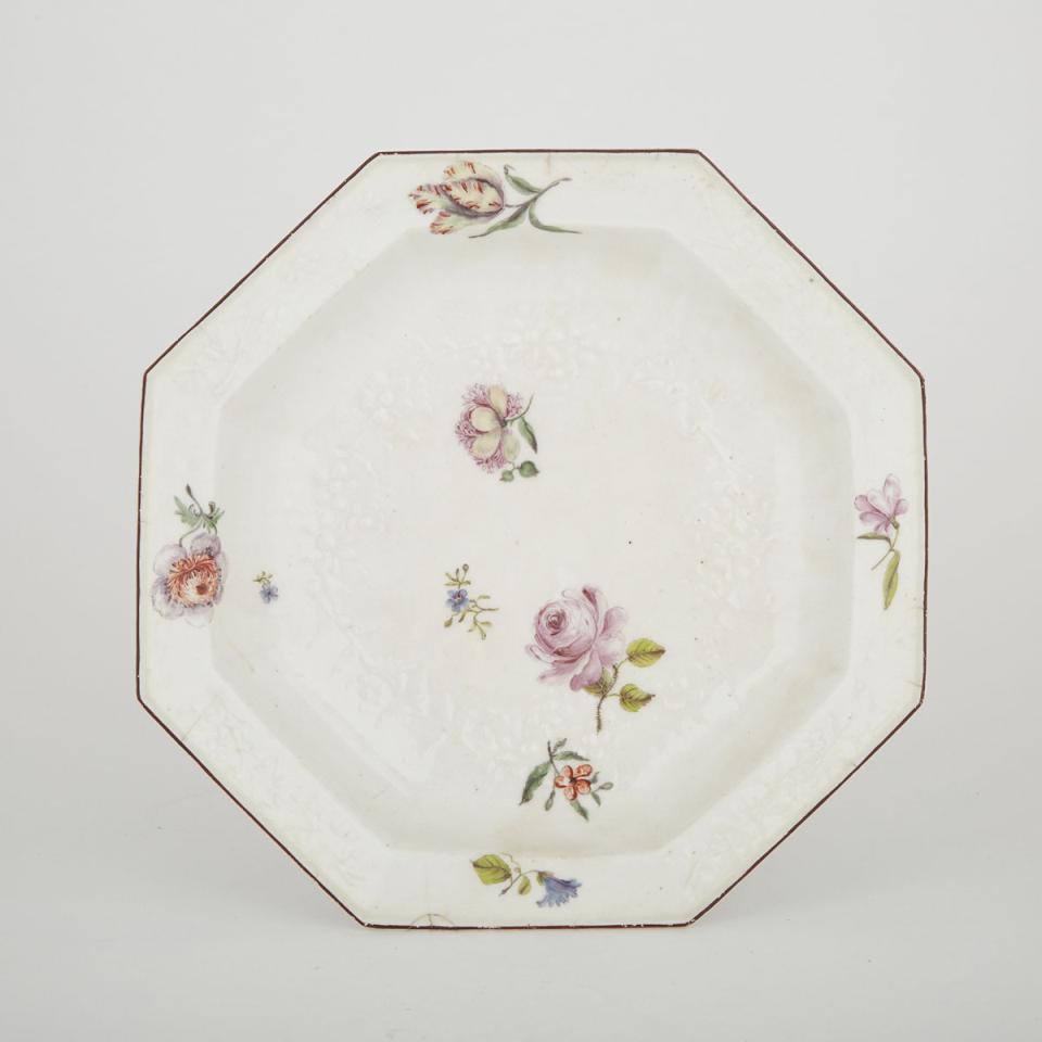 Chelsea Flower-Painted Octagonal Soup Plate, c.1756