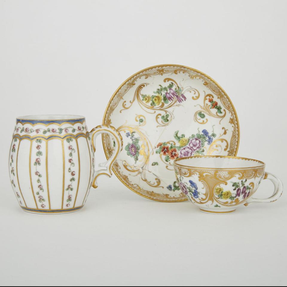 Bristol Small Mug and a Cup and Saucer, c.1775