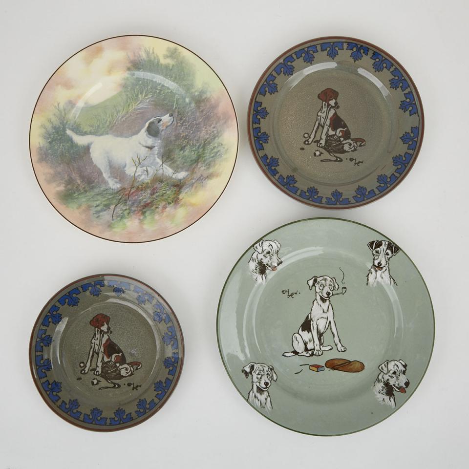 Three Royal Doulton ‘Titanian’ Cecil Aldin Dog Plates and Another, early 20th century