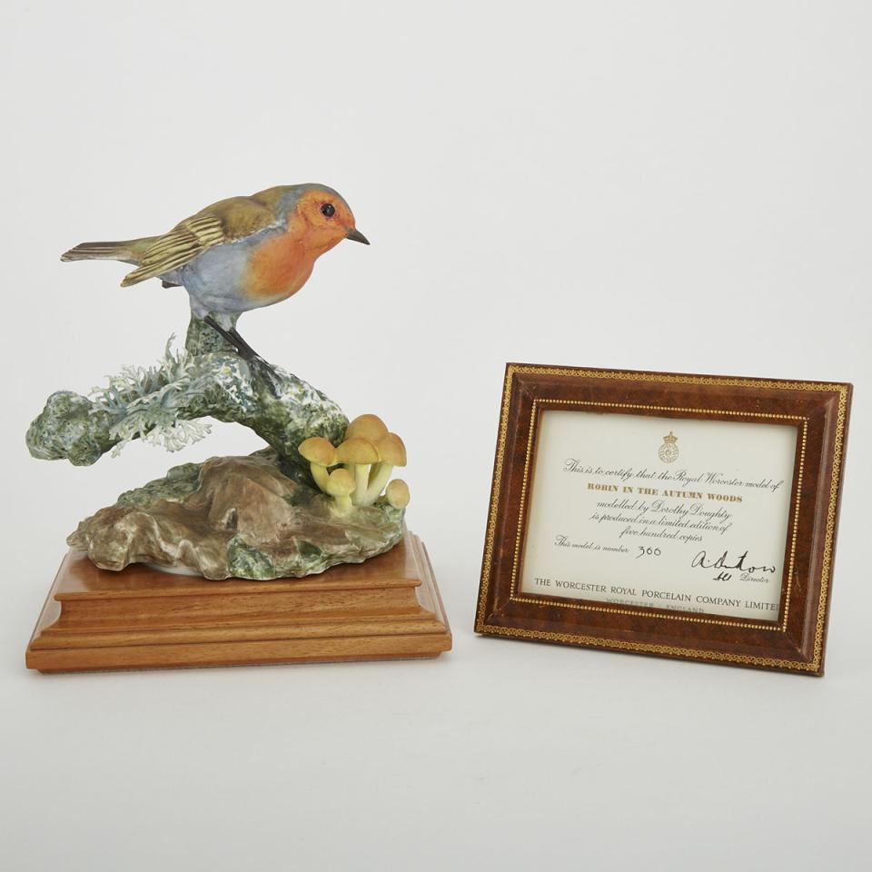 Royal Worcester ‘Robin in the Autumn Woods’ Bird Model, 366/500, Dorothy Doughty, 1964