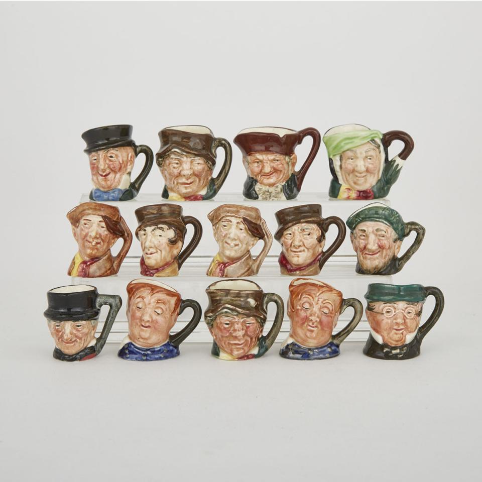 Fourteen Royal Doulton Miniature Character Jugs, 20th century