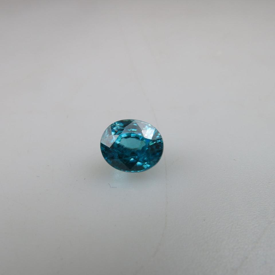 Oval cut blue zircon (4.32ct.)