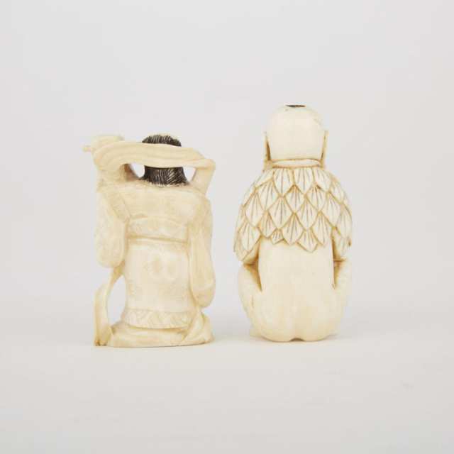 Two Small Carved Ivory Figures, Circa 1940