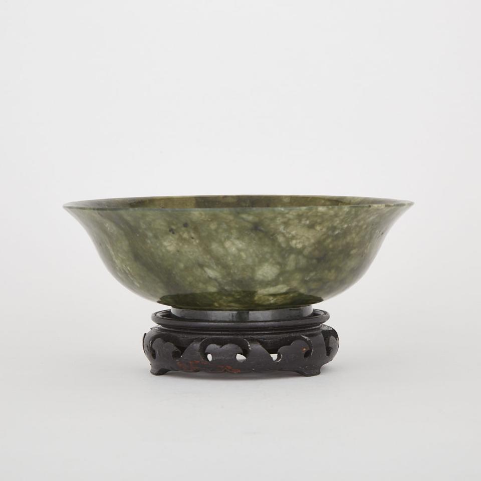 A Large Spinach Green Jade Bowl