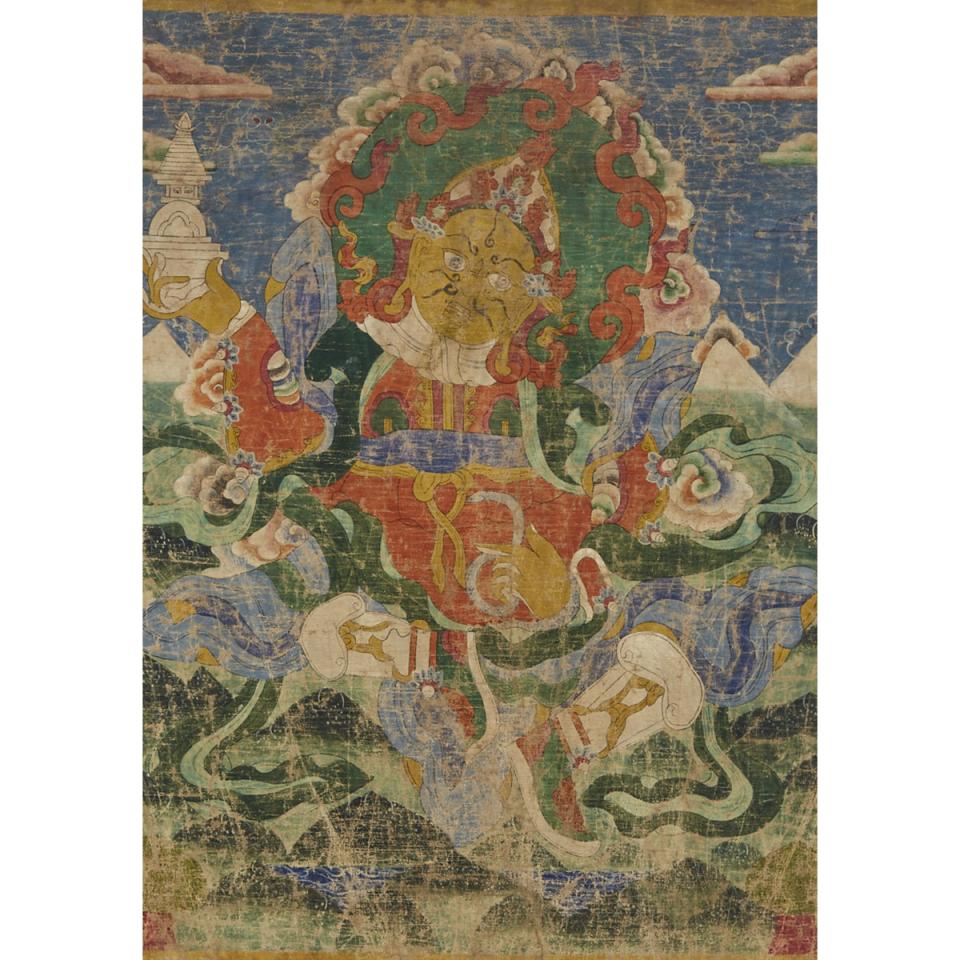 A Framed Tibetan Thangka, Late 19th Century