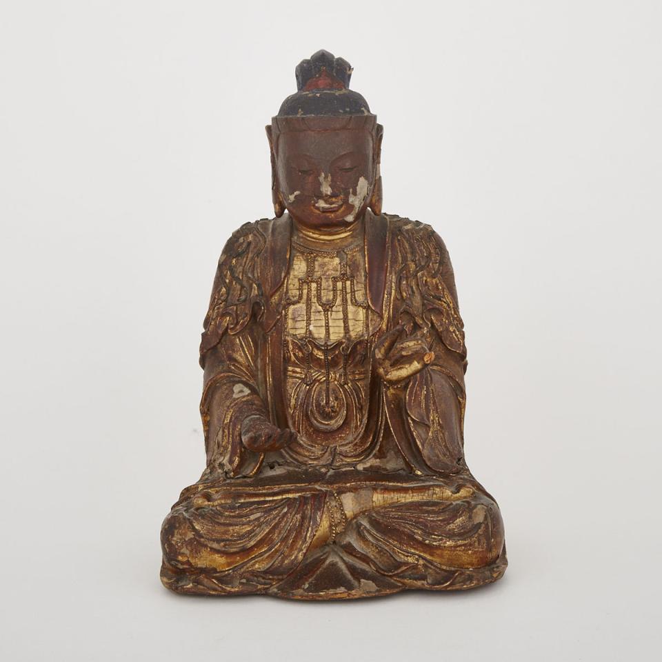 A Gilt and Lacquer Wood Carved Buddha, 18th/19th Century