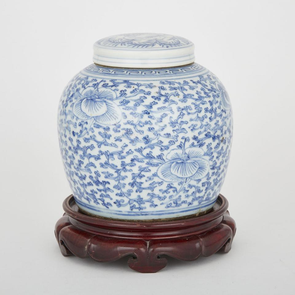 A Blue and White Covered Jar, 19th Century