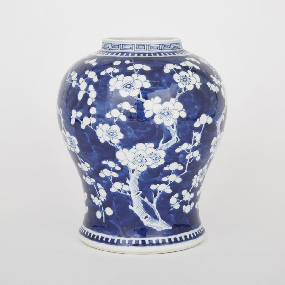 A Blue and White Prunus Ginger Jar