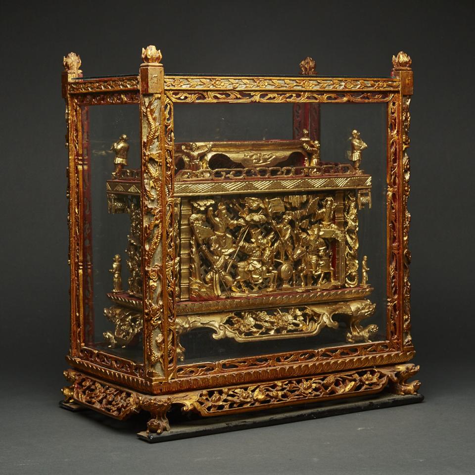 A Gold Painted Chinese Offerings Display Case