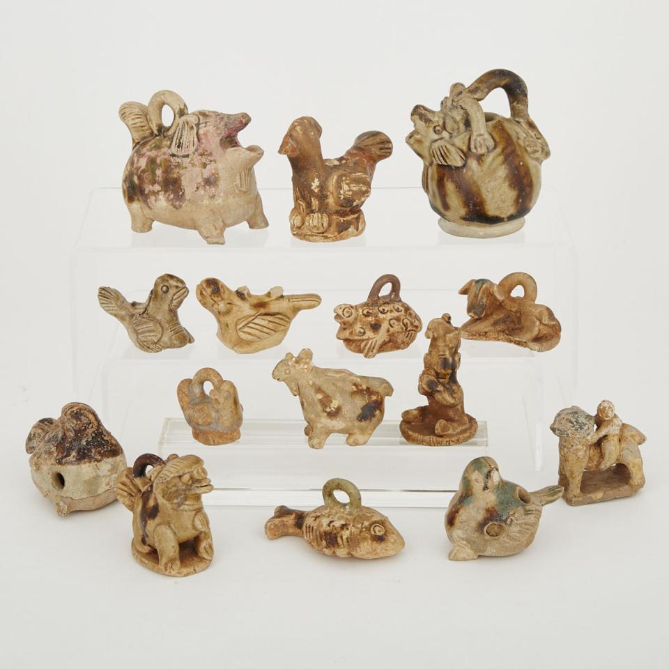 A Group of Fifteen Changsha Ware Toys, Tang Dynasty