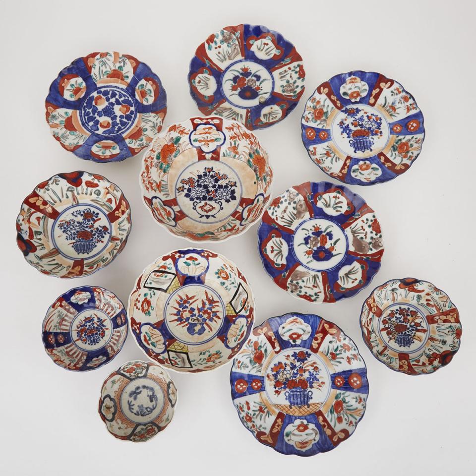 A Group of Eleven Imari Style Wares