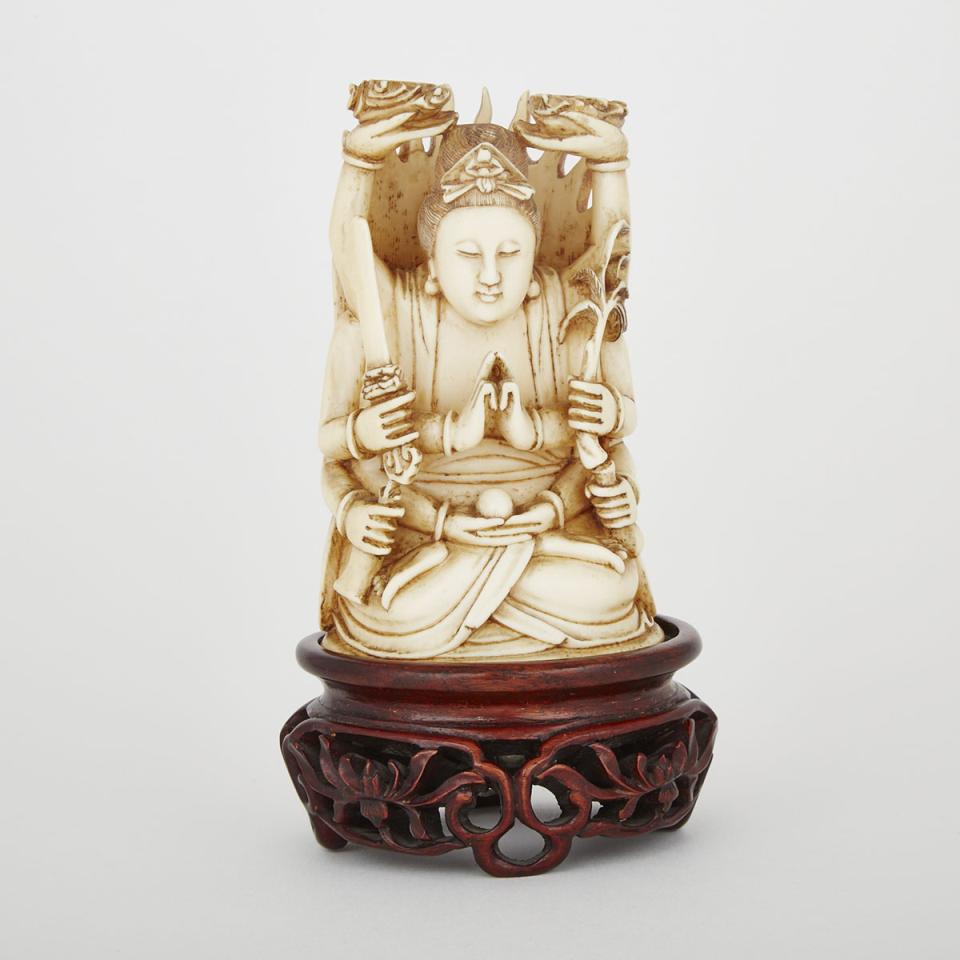 A Japanese Ivory Carving of Thousand-Armed Avalokiteshvara, Early 20th Century