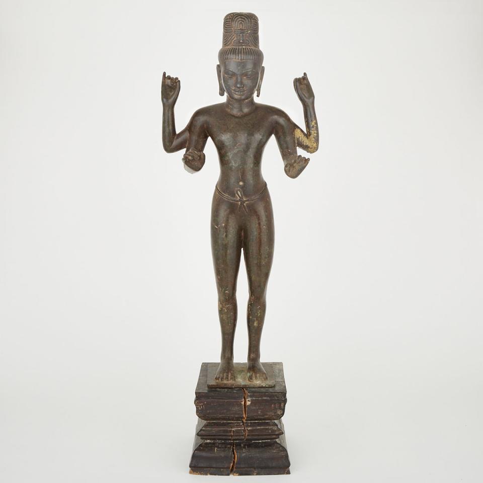 A Khmer Style Bronze Figure of Vishnu